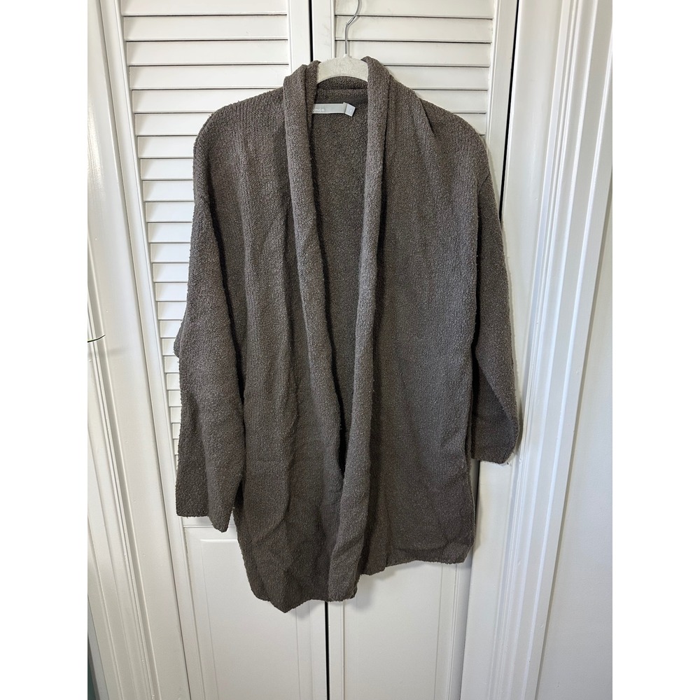 Vince Womens Brown Boucle Knit Open Front Shawl Collar Cardigan Sweater XS
